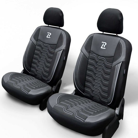 Pokrowce na fotele samochodowe BERLIN - Czarno szare (PRZÓD) 
