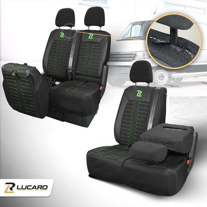 Pokrowce na fotele samochodowe TORNADO Volkswagen Crafter 2, MAN TGE 1+2 Czarno - Zielone 