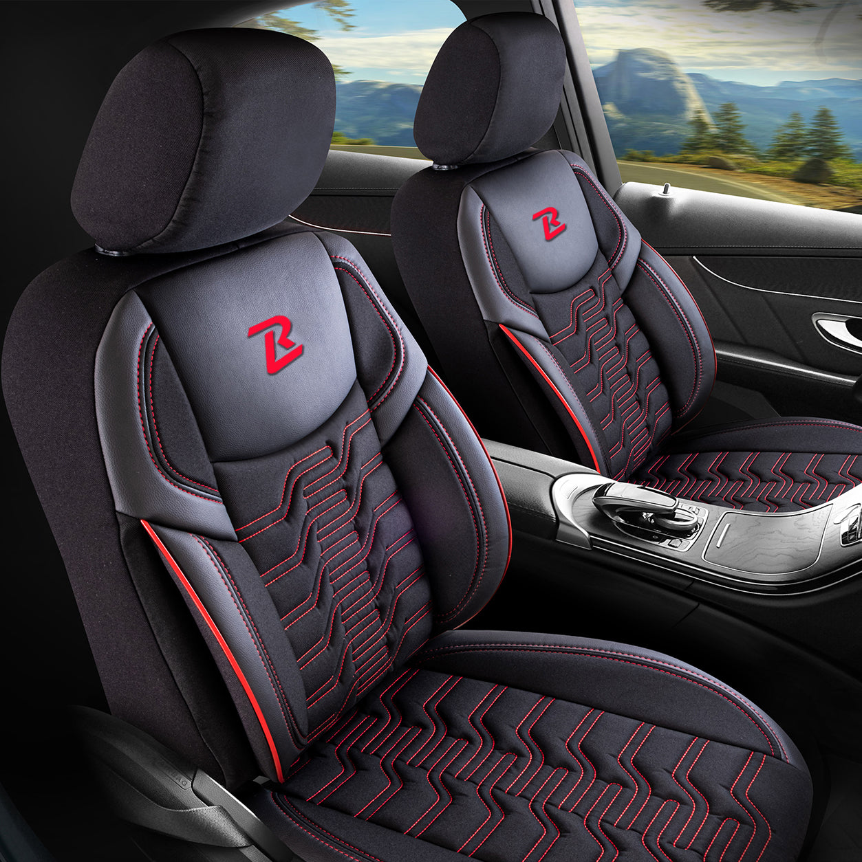 BERLIN car seat covers - Black and red (SET)