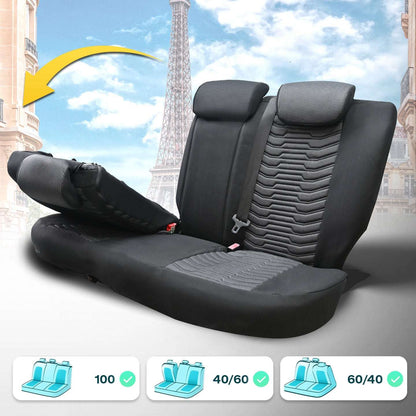 Pokrowce lotnicze na fotele samochodowe PARIS - szaro czarne (KOMPLET) 