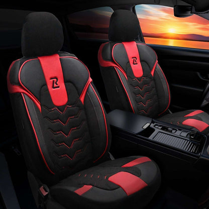 Pokrowce na fotele samochodowe OPTIMUS - CZARNO CZERWONY (KOMPLET) 