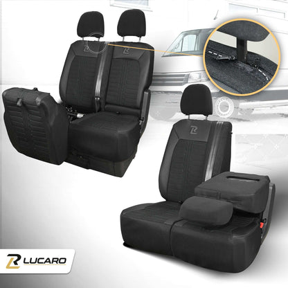 Pokrowce na fotele samochodowe TORNADO Volkswagen Crafter 2, MAN TGE 1+2 Czarno - Czarny 