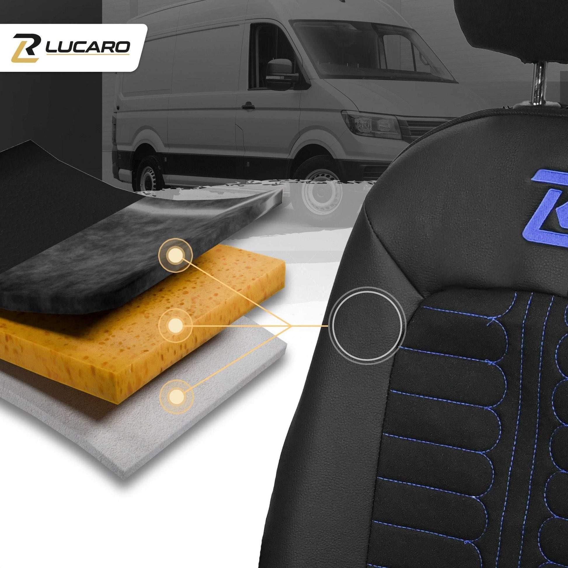 Pokrowce na fotele samochodowe TORNADO Volkswagen Crafter 2, MAN TGE 1+2 Czarno - Niebieski 