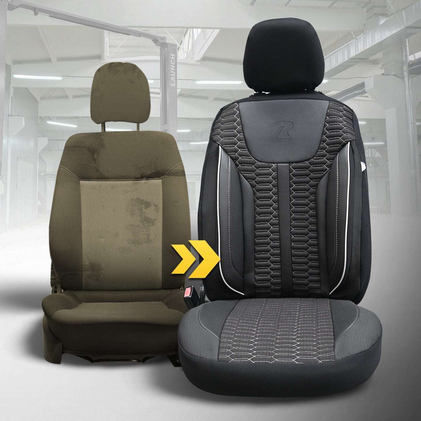 Pokrowce na fotele samochodowe ZETA - Czarno szara (Komplet) 