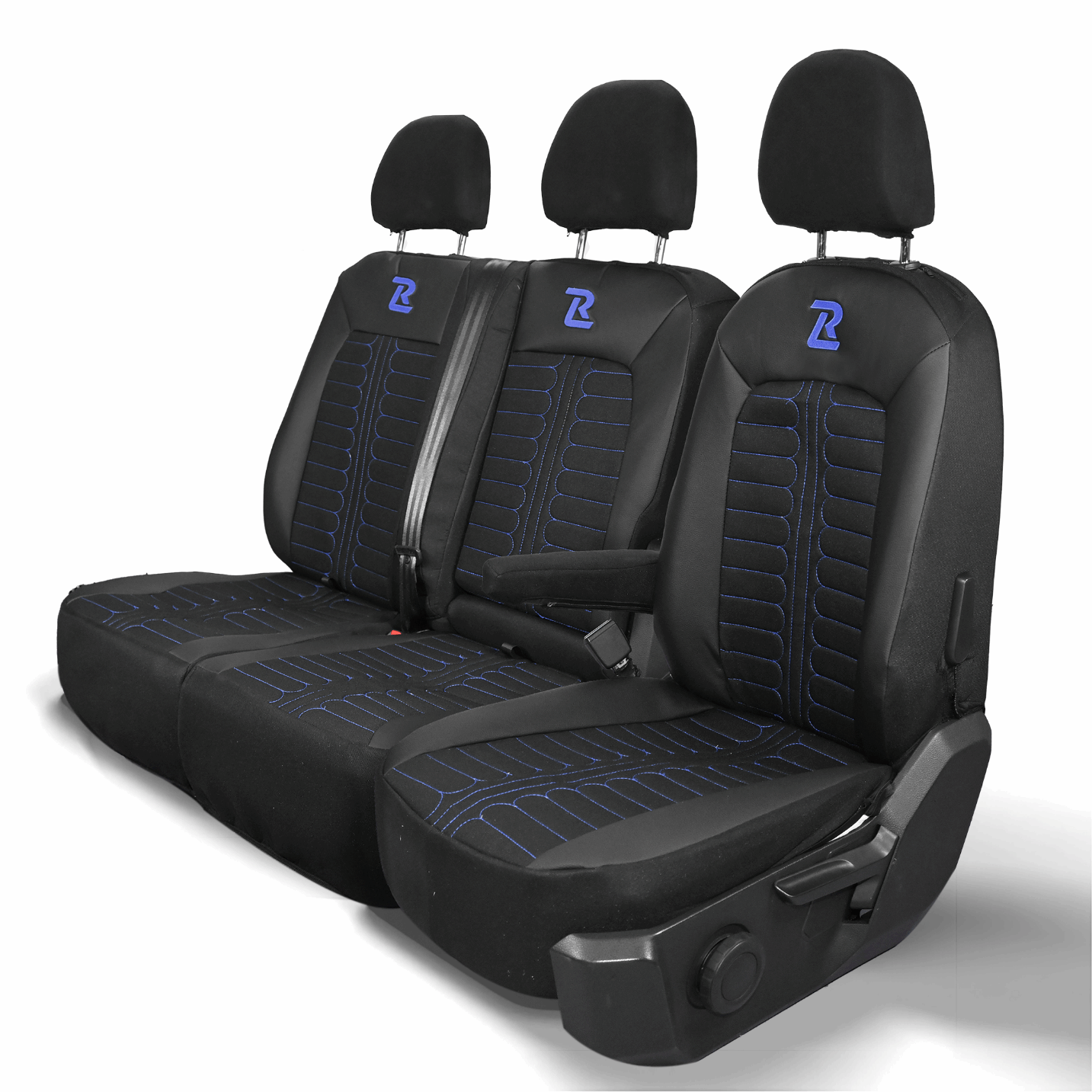 Pokrowce na fotele samochodowe TORNADO Volkswagen Crafter 2, MAN TGE 1+2 Czarno - Niebieski 