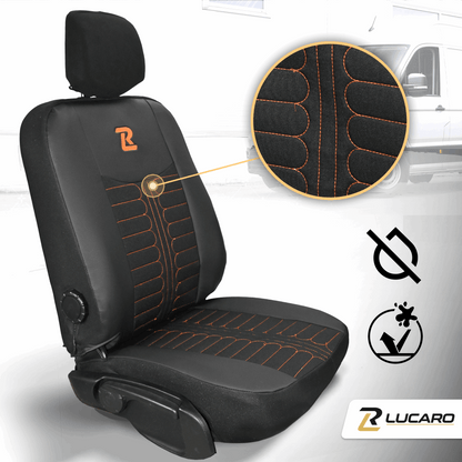 Pokrowce na fotele TORNADO Renault Master 3, Opel Movano B, Nissan NV400 - CZARNO - POMARAŃCZOWY 