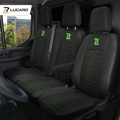 Pokrowce na fotele TORNADO Ford Transit, Transit Custom od 2013 1+2 CZARNO - ZIELONY 