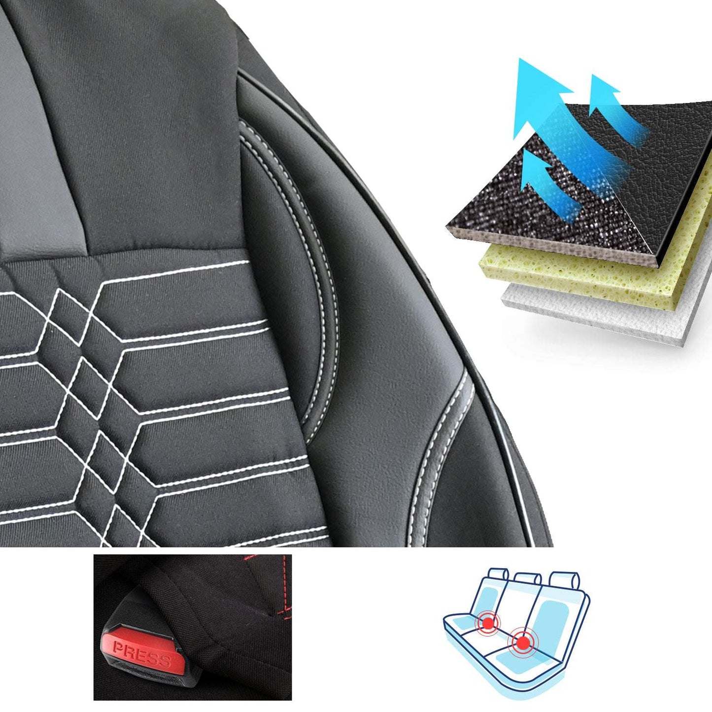 Pokrowce na fotele samochodowe VENUS - CZARNO SZARY (KOMPLET) 