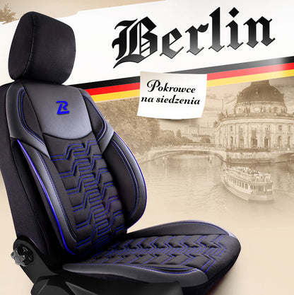 BERLIN car seat covers – Black and blue (SET)