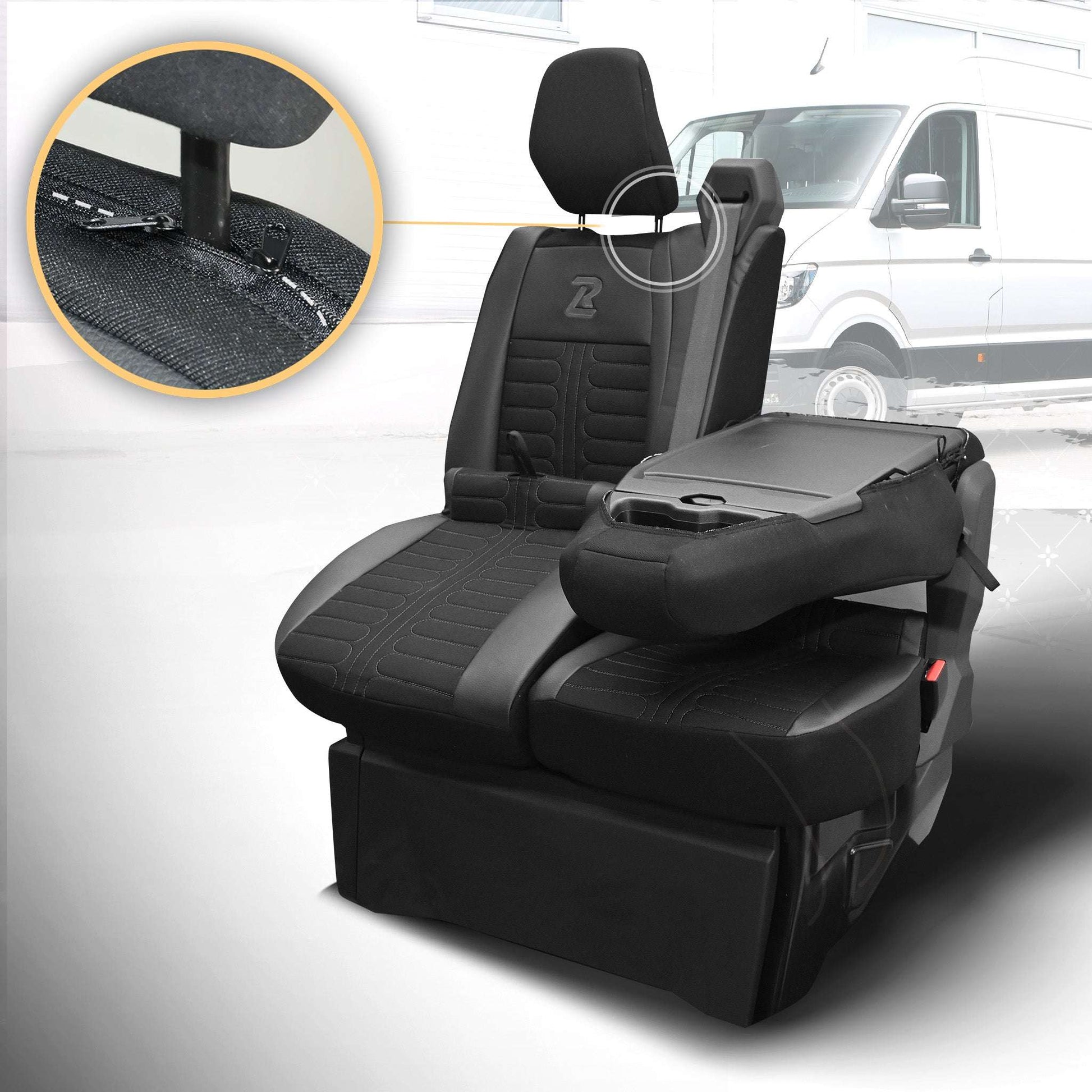 Pokrowce na fotele TORNADO Renault Master 4, Nissan Interstar 3 (Oparcie dzielone, siedzisko dzielone) CZARNY 