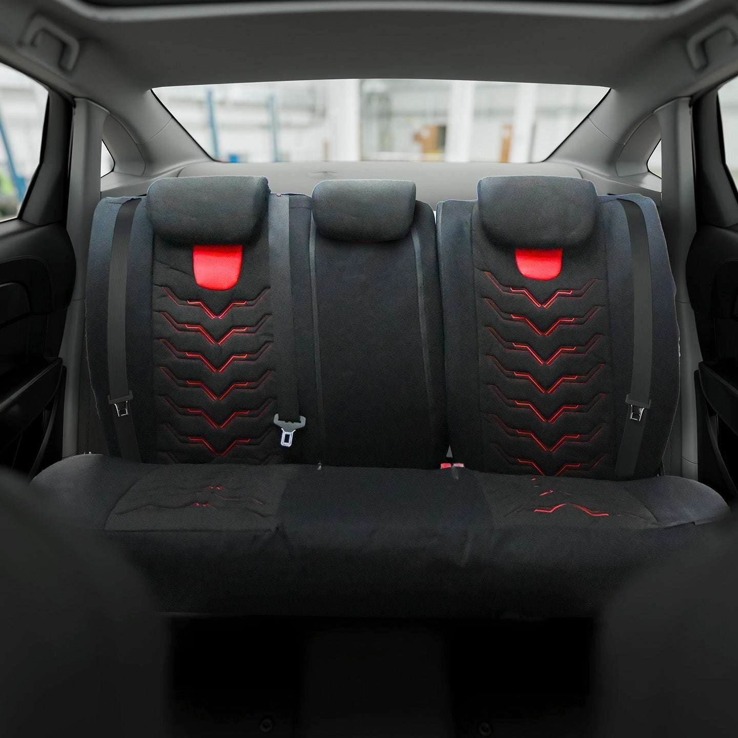 Pokrowce na fotele samochodowe OPTIMUS - CZARNO CZERWONY (KOMPLET) 