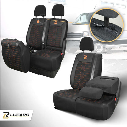 Pokrowce na fotele samochodowe TORNADO Volkswagen Crafter 2, MAN TGE 1+2 Czarno - Pomarańczowy 