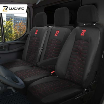 Pokrowce na fotele TORNADO Mercedes Sprinter 3 od 2018 1+2 Czarno - Czerwony 