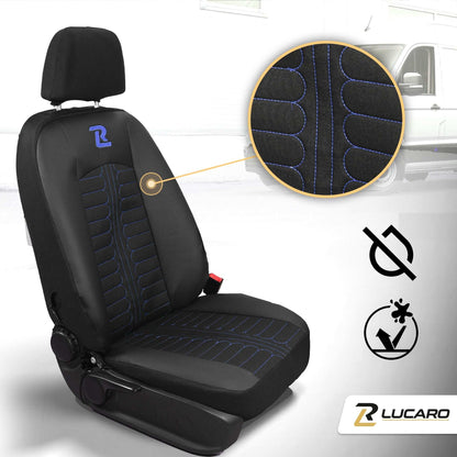 Pokrowce na fotele TORNADO Mercedes Sprinter 3 od 2018 1+2 Czarno - Niebieskie 