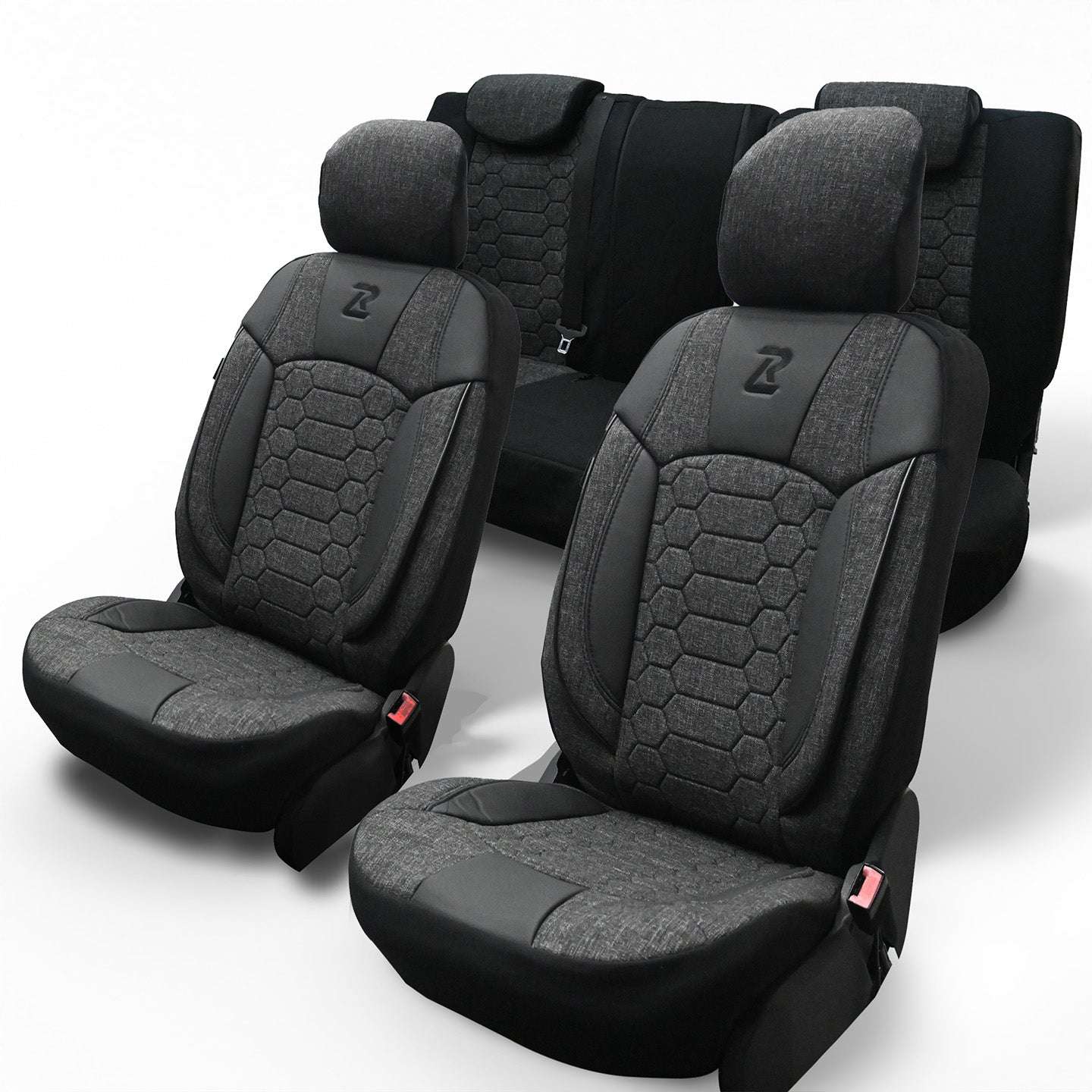 Pokrowce na fotele samochodowe OLIMP - SZARO CZARNY (KOMPLET) 