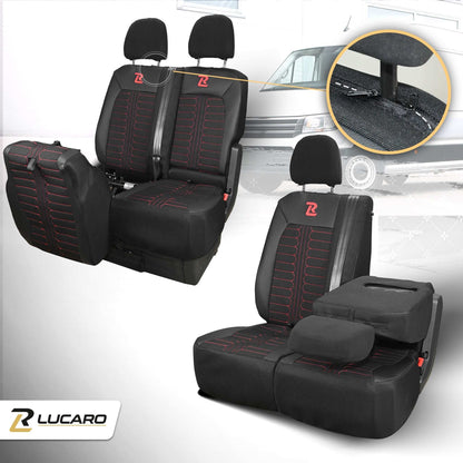 Pokrowce na fotele samochodowe TORNADO Volkswagen Crafter 2, MAN TGE 1+2 Czarno - Czerwony 