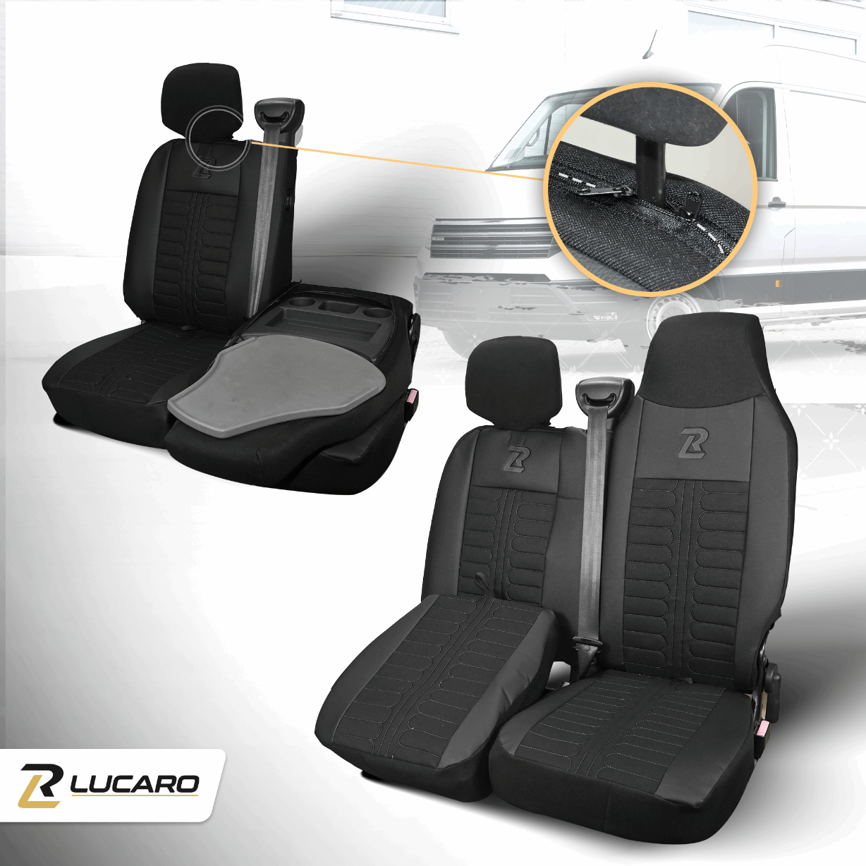 Pokrowce na fotele TORNADO Renault Master 3, Opel Movano B, Nissan NV400 - CZARNY 