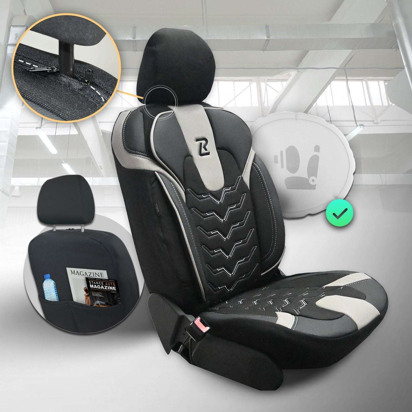 Pokrowce na fotele samochodowe OPTIMUS - CZARNO SZARY (KOMPLET) 