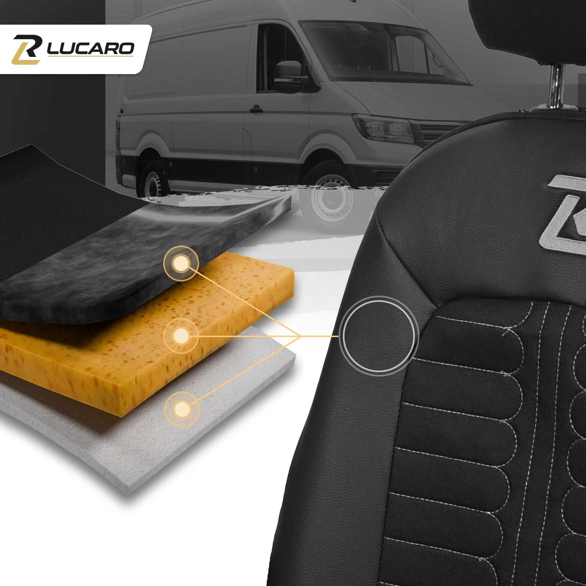 Pokrowce na fotele samochodowe TORNADO Volkswagen Crafter 2, MAN TGE 1+2 Czarno - Szare 