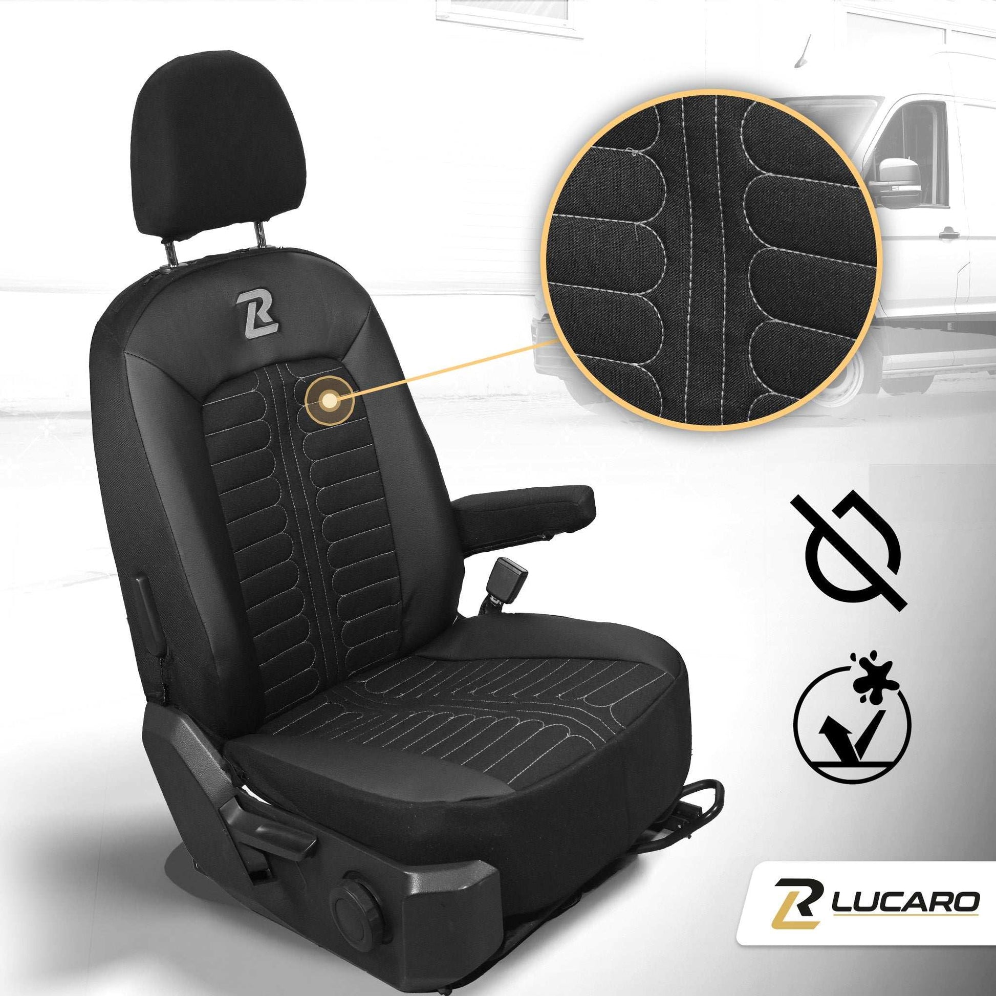 Pokrowce na fotele samochodowe TORNADO Volkswagen Crafter 2, MAN TGE 1+2 Czarno - Szare 