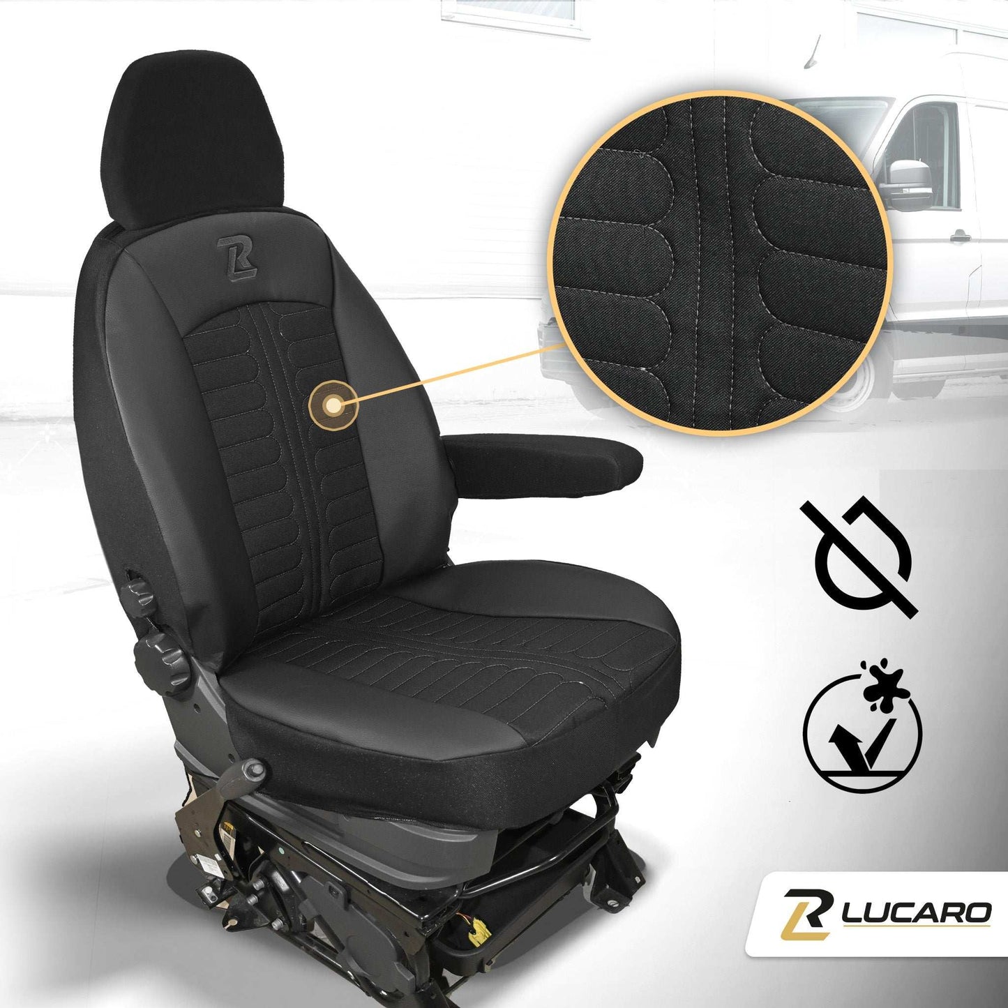 Pokrowce na fotele TORNADO Fiat Ducato, Peugeot Boxer, Citroen Jumper, Opel Movano C, RAM Promaster CZARNY 