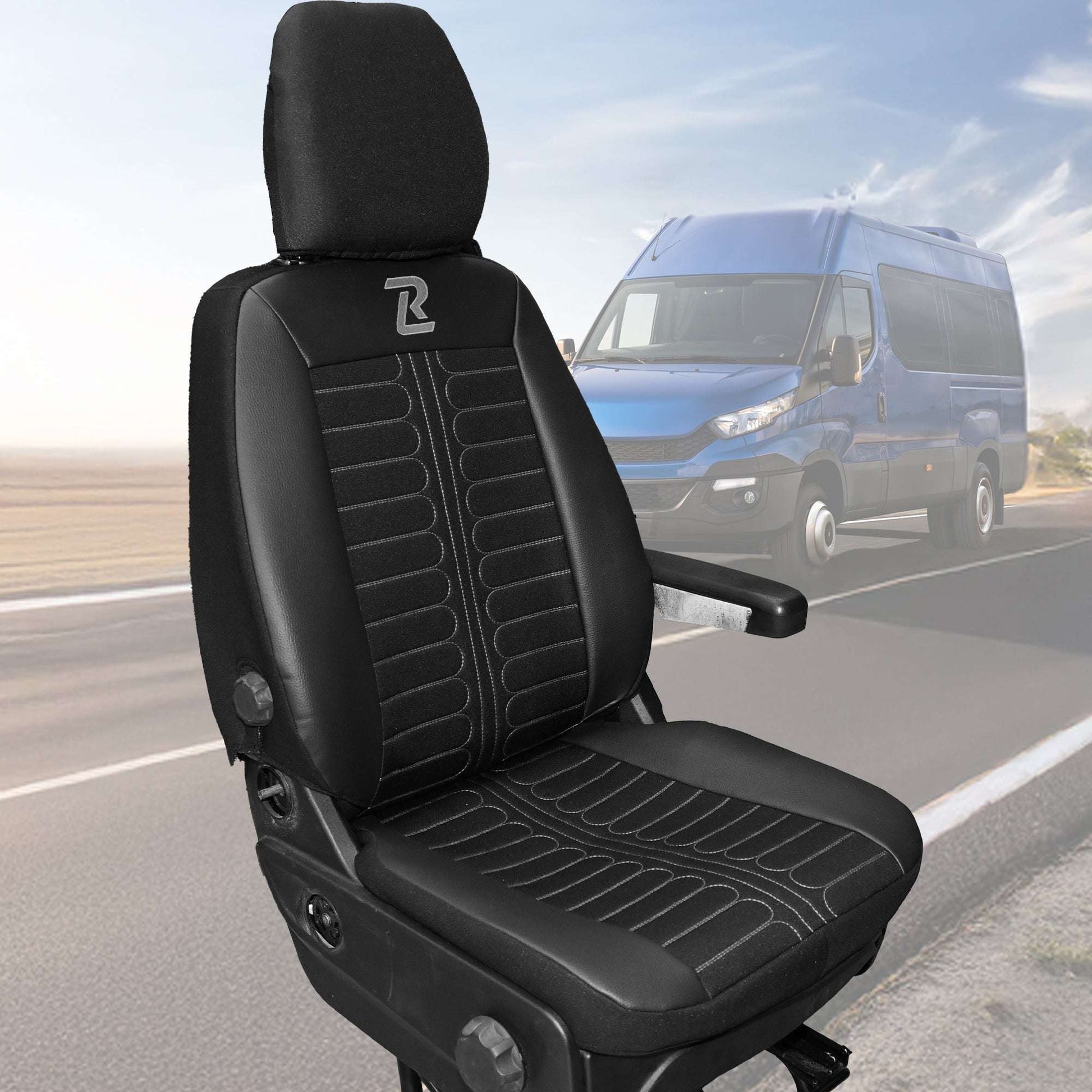 Pokrowce na fotele TORNADO Iveco Daily od 2014 1+2 - Czarno szary 