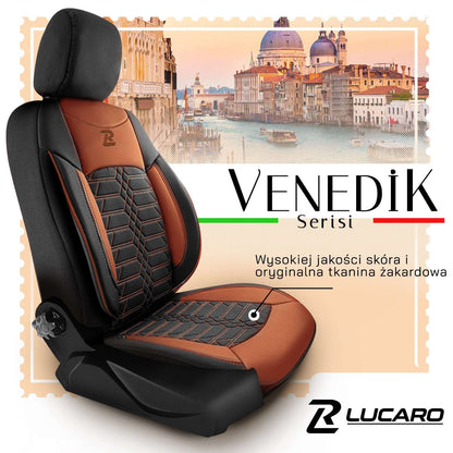 Pokrowce na fotele samochodowe VENEDIK - Brązowe (KOMPLET) 