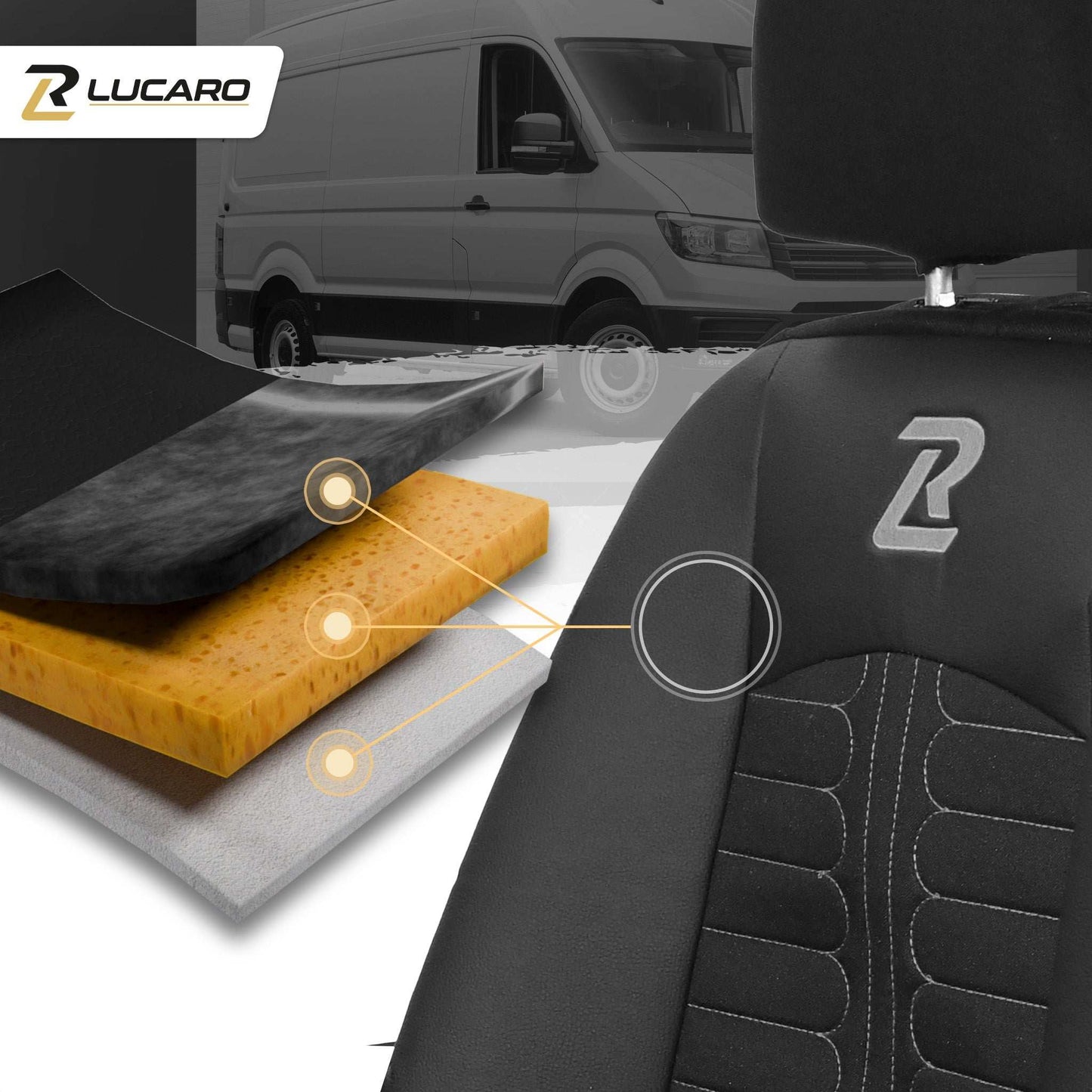 Pokrowce na fotele TORNADO Mercedes Sprinter 3 od 2018 1+2 Czarno - Szary 