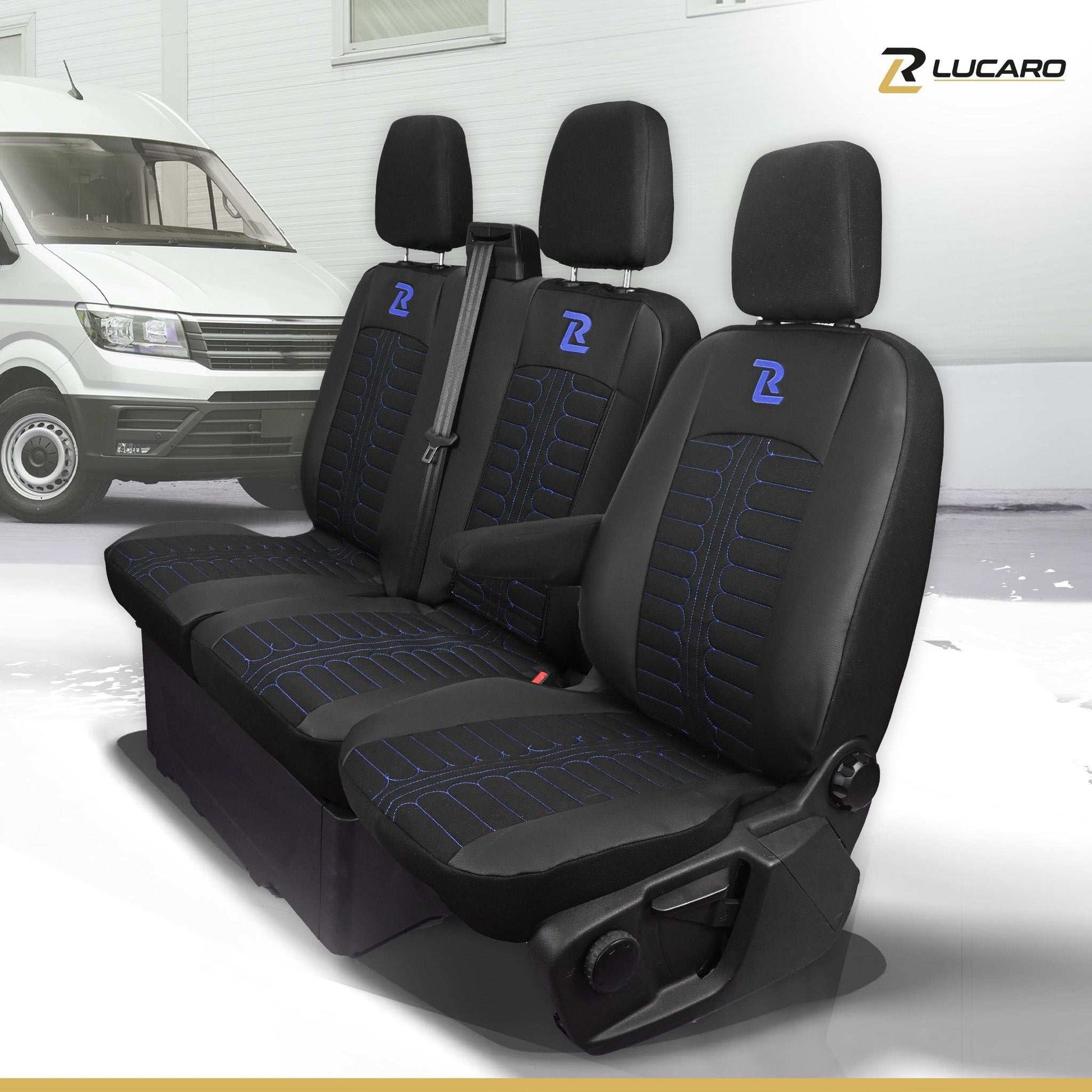 Pokrowce na fotele TORNADO Ford Transit, Transit Custom od 2013 1+2 CZARNO - NIEBIESKI 