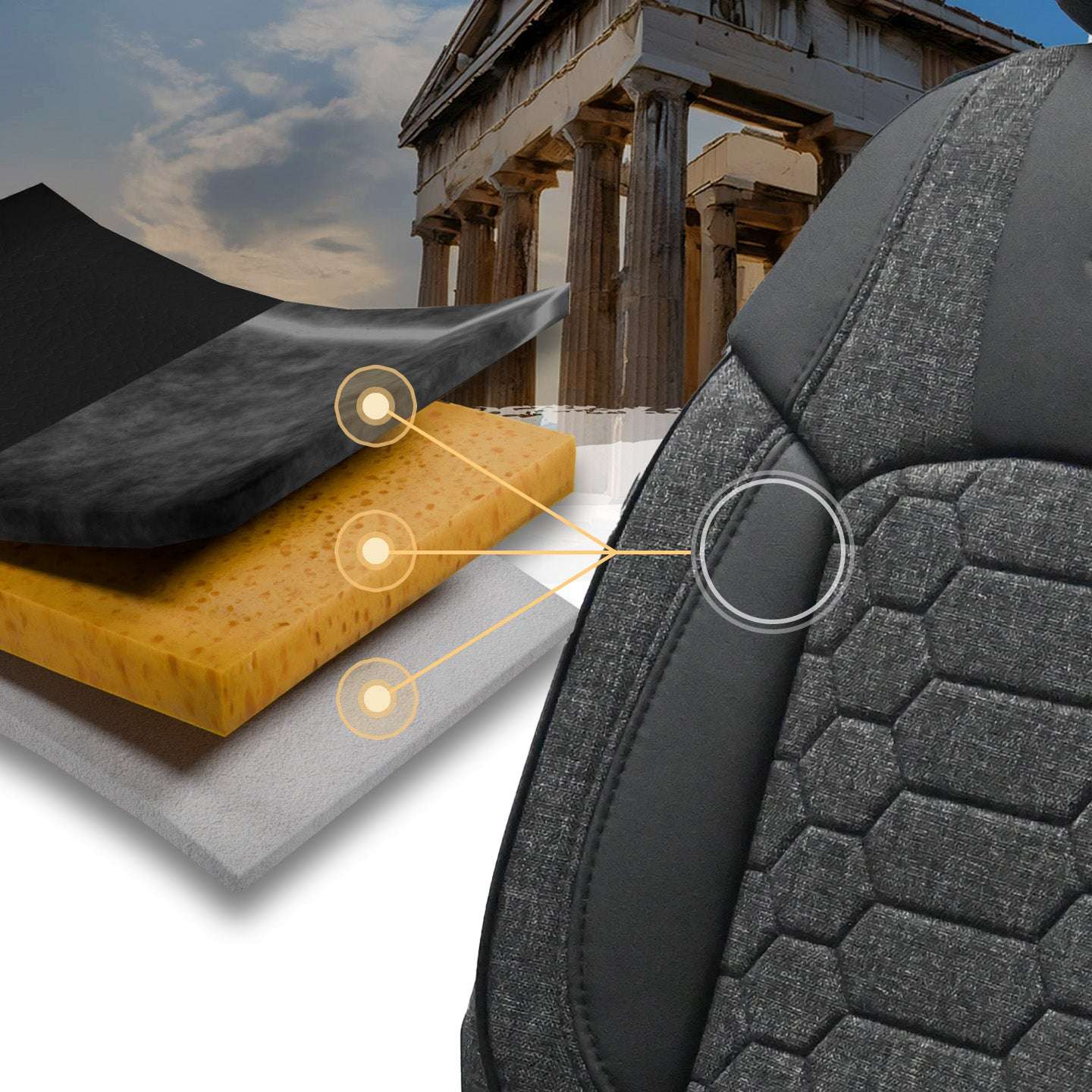 Pokrowce na fotele samochodowe OLIMP - SZARO CZARNY (KOMPLET) 