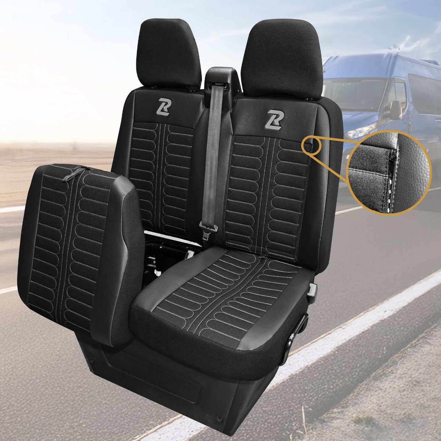 Pokrowce na fotele TORNADO Iveco Daily od 2014 1+2 - Czarno szary 