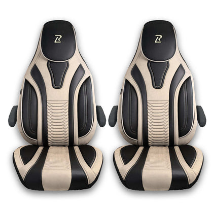 Pokrowce na fotele do Kampera Fiat Ducato, Peugeot Boxer, Citroen Jumper, Opel Movano C - PORTOFINO - Beżowo czarne 