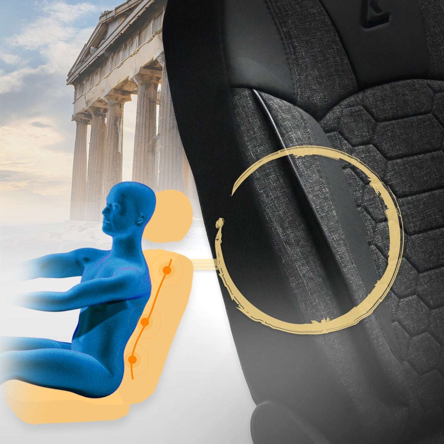 Pokrowce na fotele samochodowe OLIMP - SZARO CZARNY (KOMPLET) 