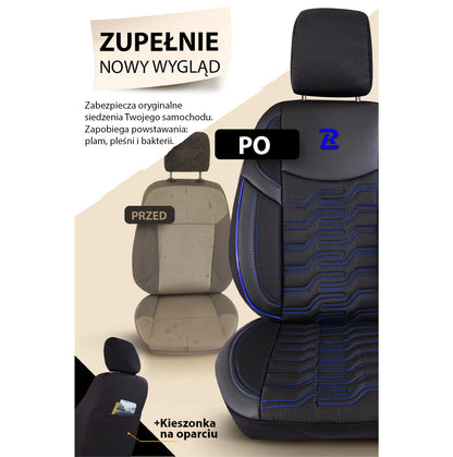 BERLIN car seat covers – Black and blue (SET)