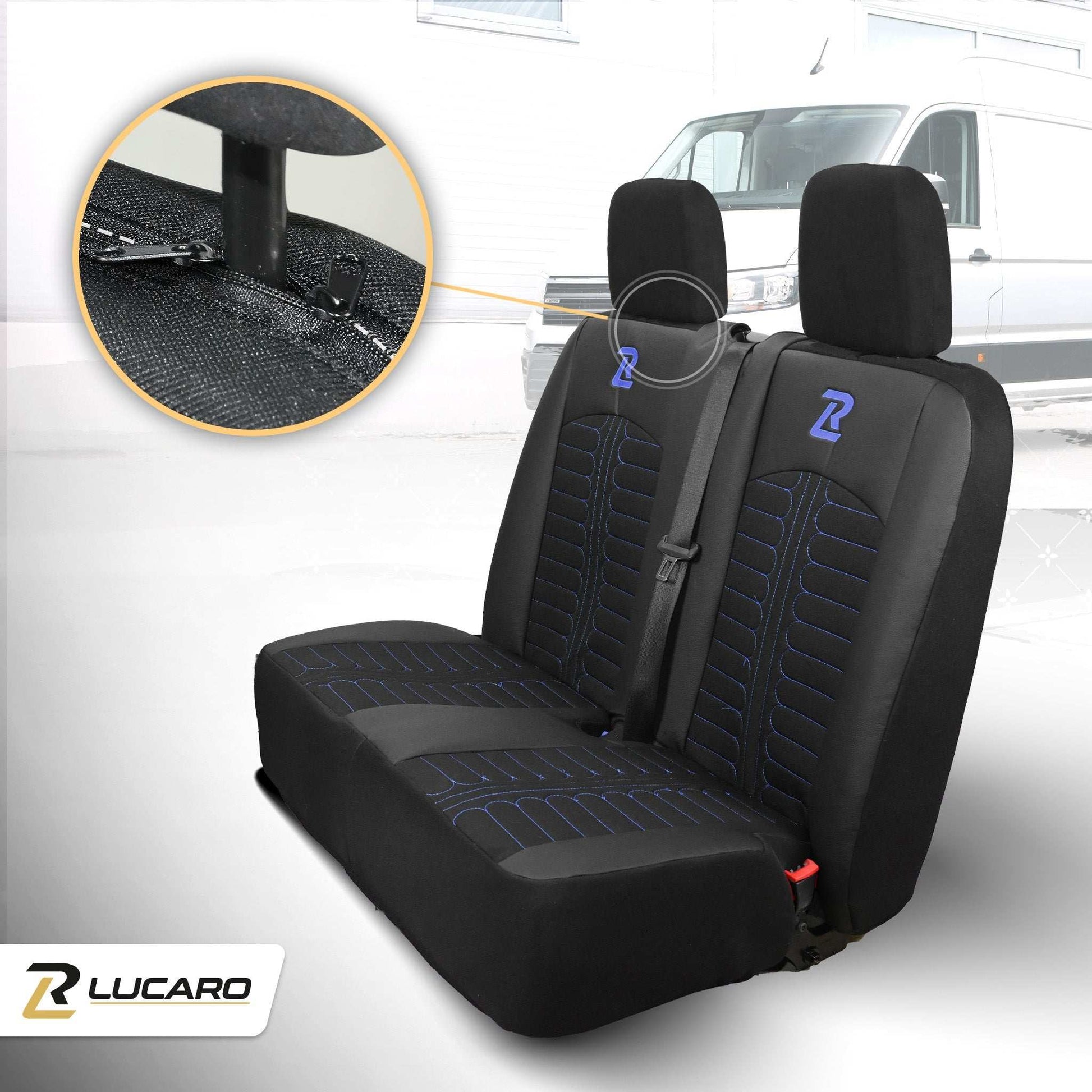 Pokrowce na fotele TORNADO Mercedes Sprinter 3 od 2018 1+2 Czarno - Niebieskie 