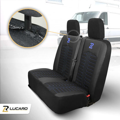 Pokrowce na fotele TORNADO Mercedes Sprinter 3 od 2018 1+2 Czarno - Niebieskie 