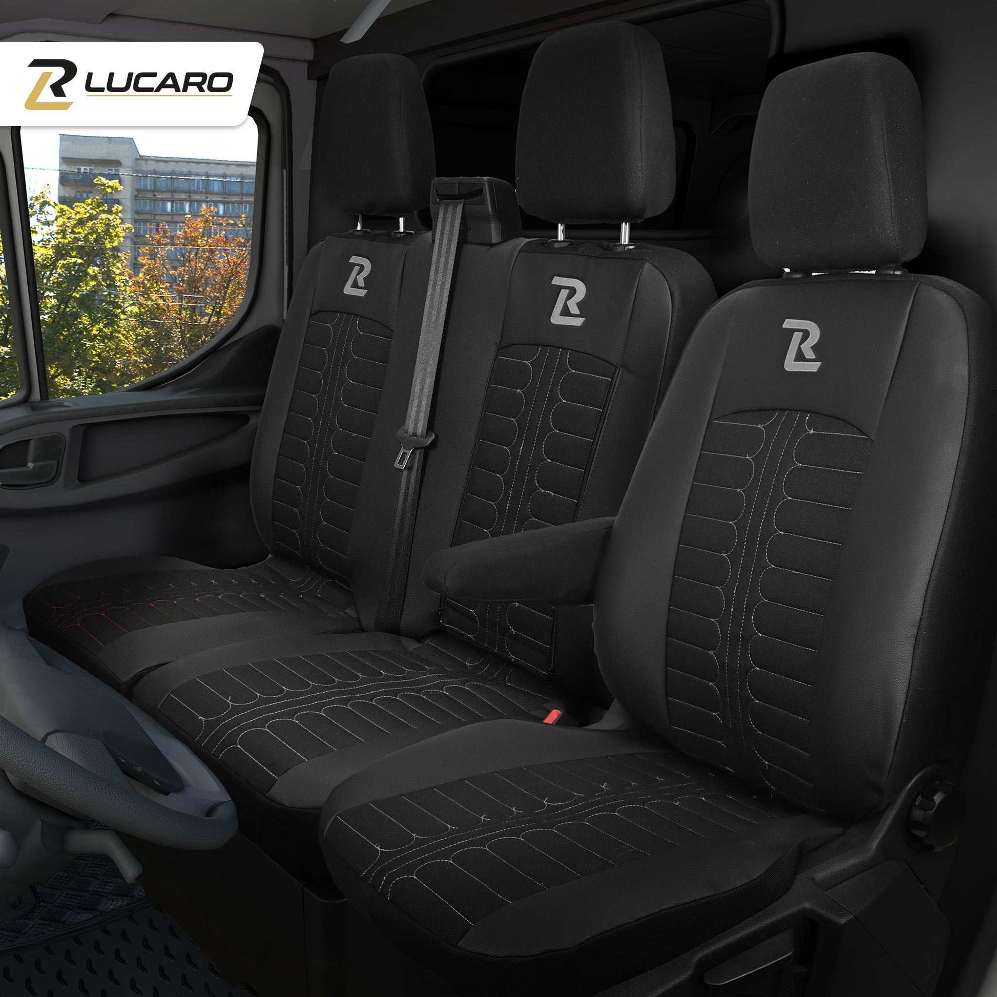 Pokrowce na fotele TORNADO Ford Transit, Transit Custom od 2013 1+2 CZARNO - SZARY 