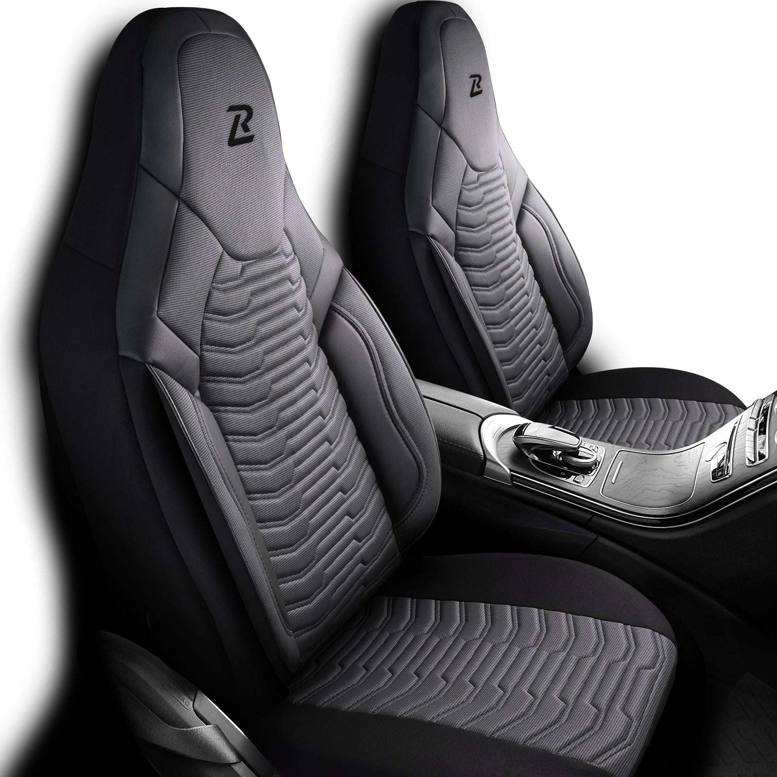 Pokrowce lotnicze na fotele samochodowe PARIS - szaro czarne (KOMPLET) 