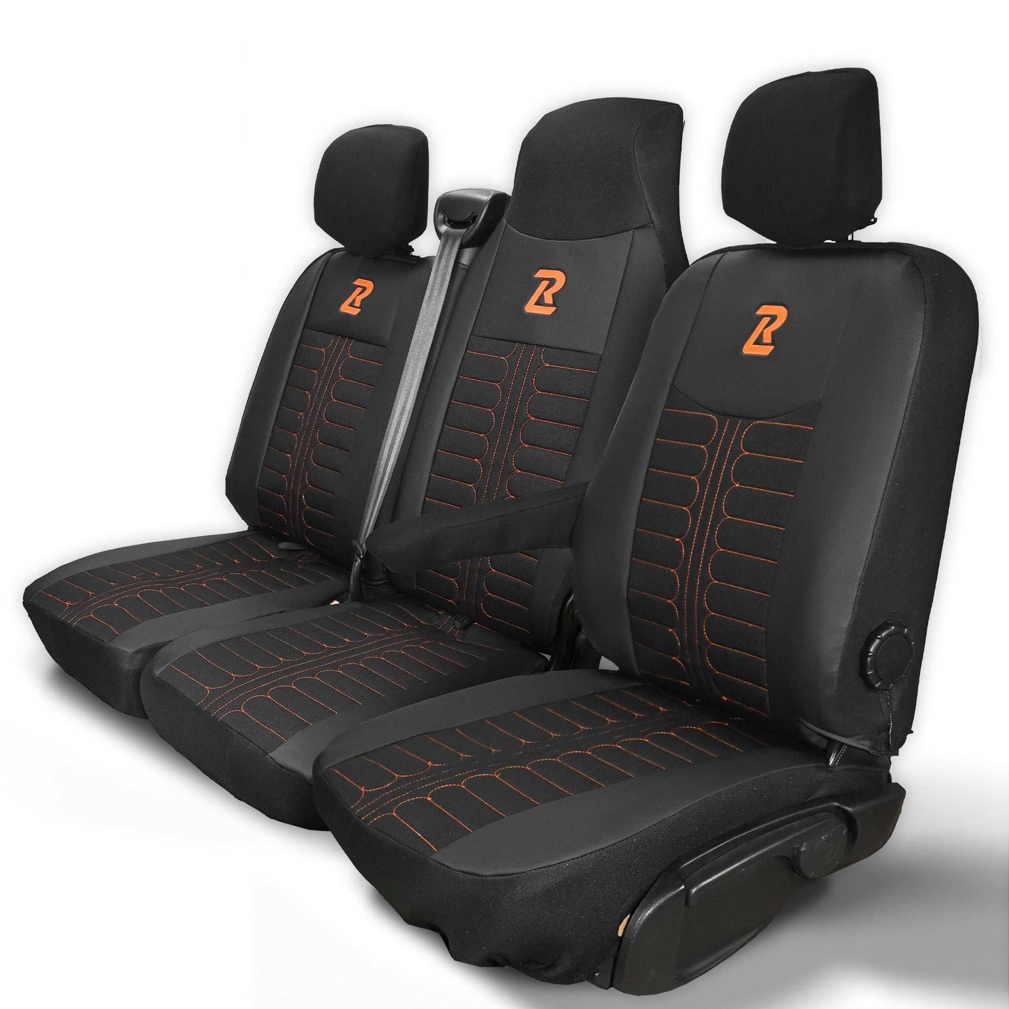 Pokrowce na fotele TORNADO Renault Master 3, Opel Movano B, Nissan NV400 - CZARNO - POMARAŃCZOWY 