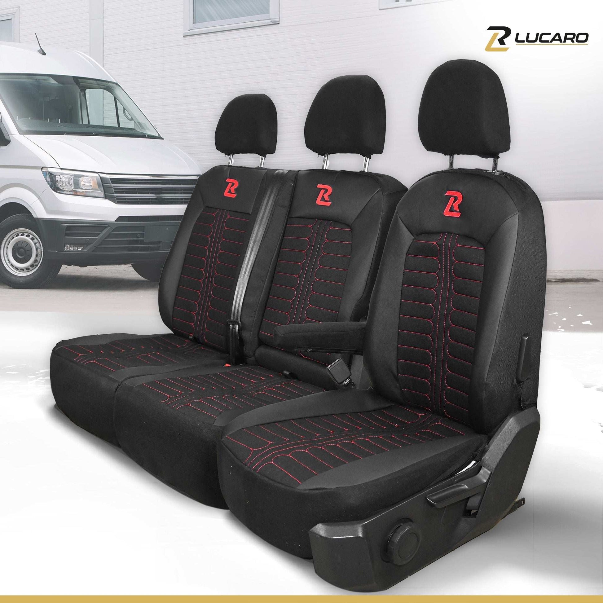 Pokrowce na fotele samochodowe TORNADO Volkswagen Crafter 2, MAN TGE 1+2 Czarno - Czerwony 