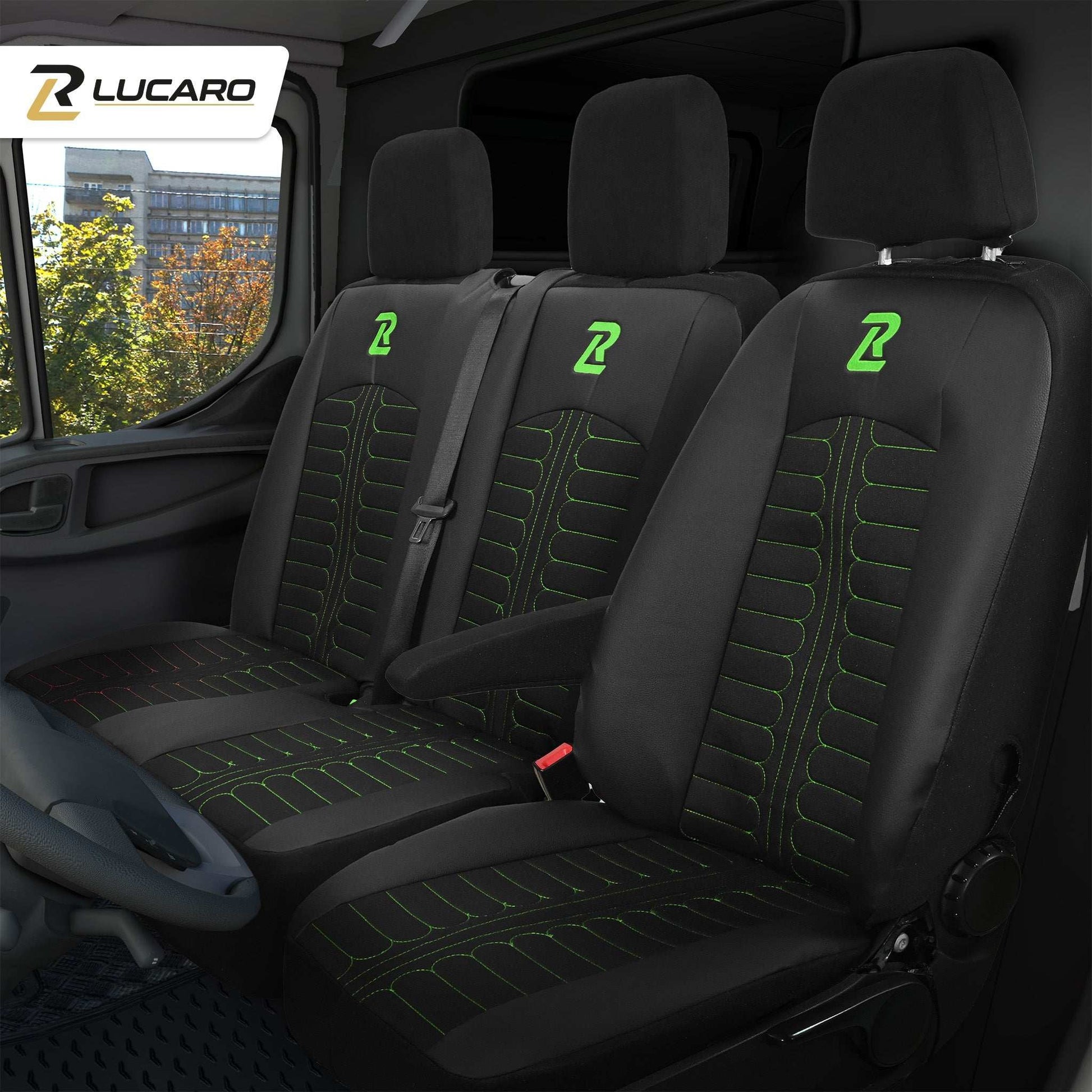 Pokrowce na fotele TORNADO Mercedes Sprinter 3 od 2018 1+2 Czarno - Zielony 