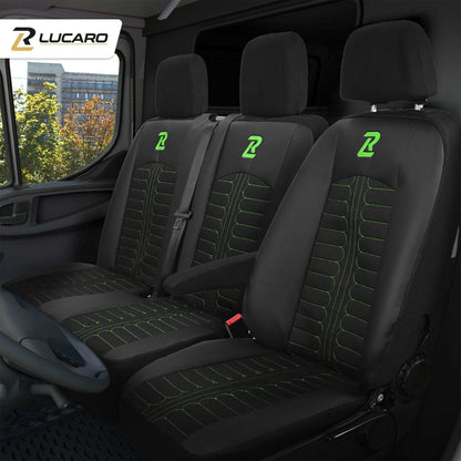 Pokrowce na fotele TORNADO Mercedes Sprinter 3 od 2018 1+2 Czarno - Zielony 