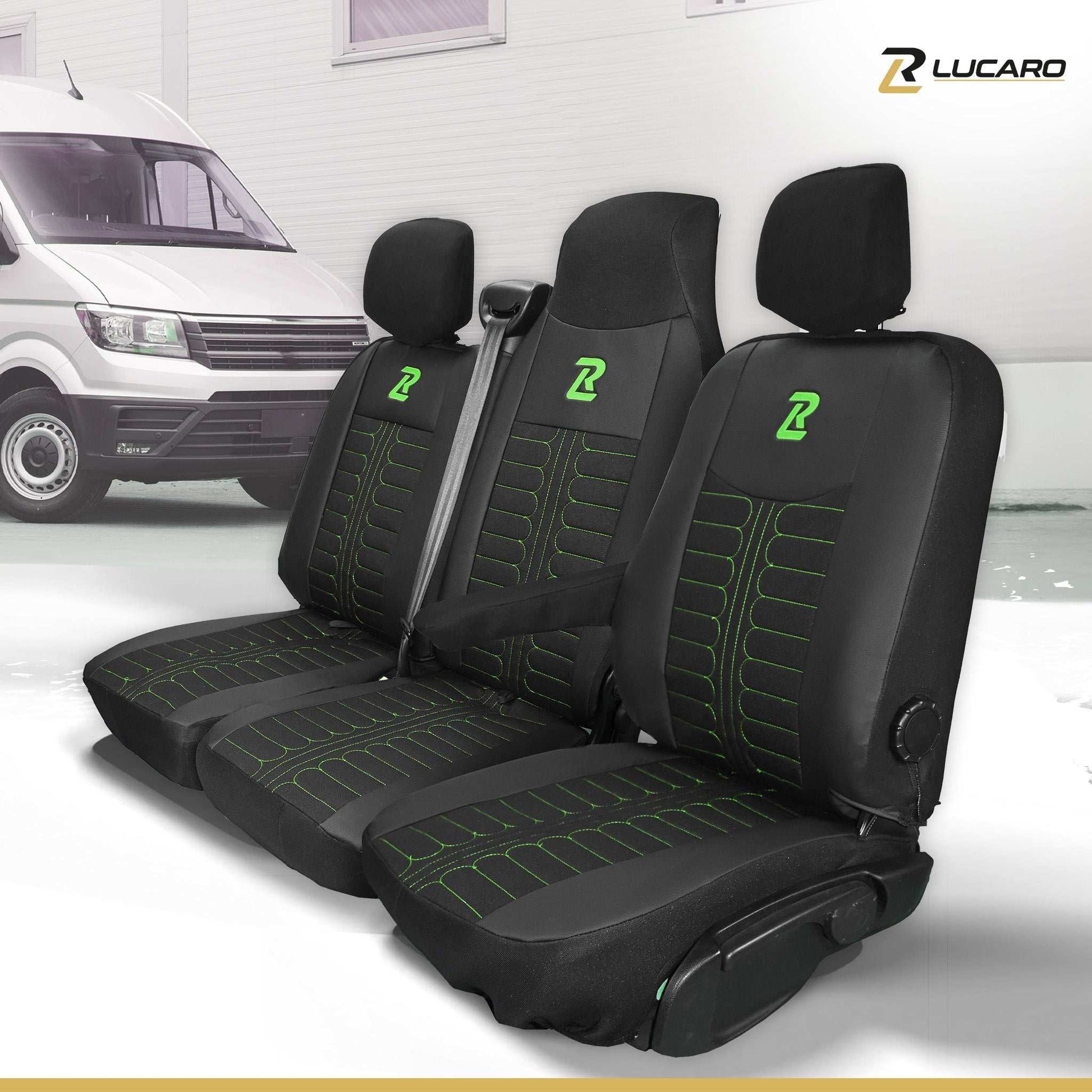 Pokrowce na fotele TORNADO Renault Master 3, Opel Movano B, Nissan NV400 - CZARNO - ZIELONY 