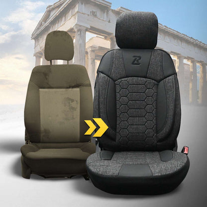 Pokrowce na fotele samochodowe OLIMP - SZARO CZARNY (KOMPLET) 