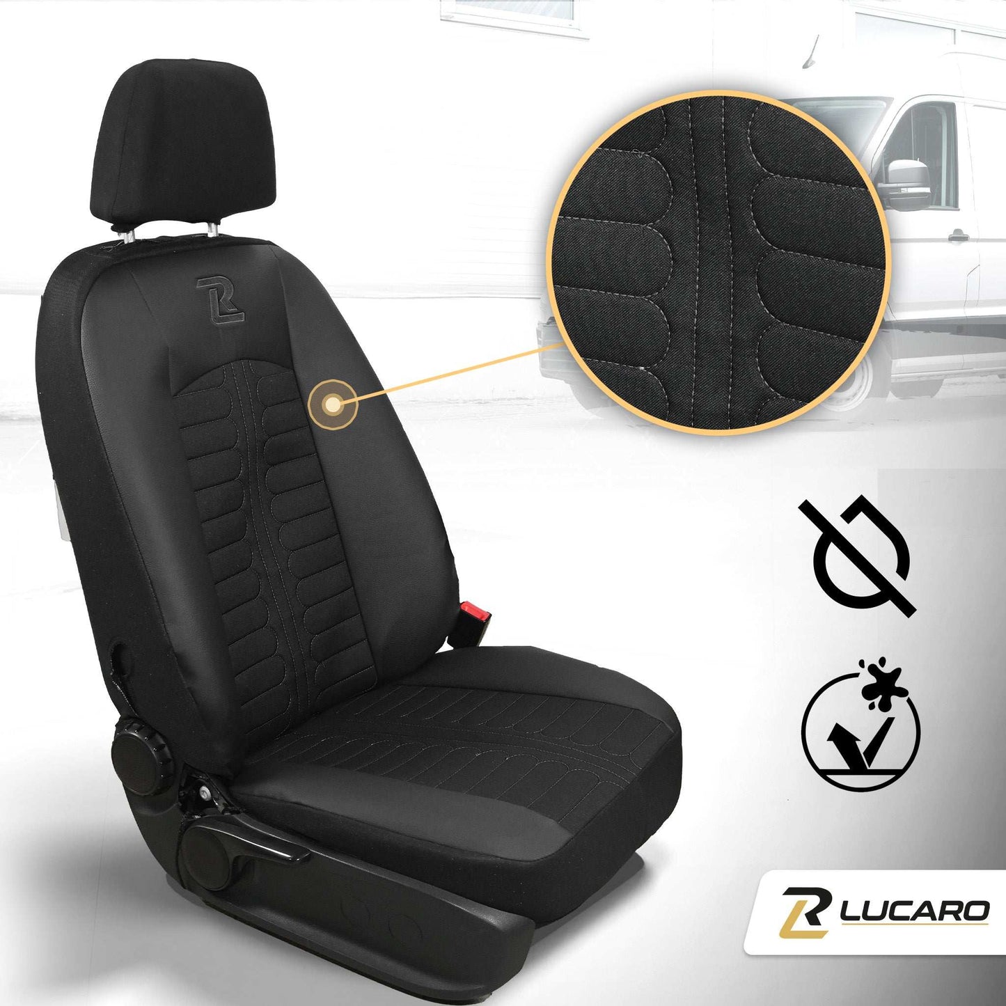 Pokrowce na fotele TORNADO Mercedes Sprinter 3 od 2018 1+2 Czarno - Czarny 