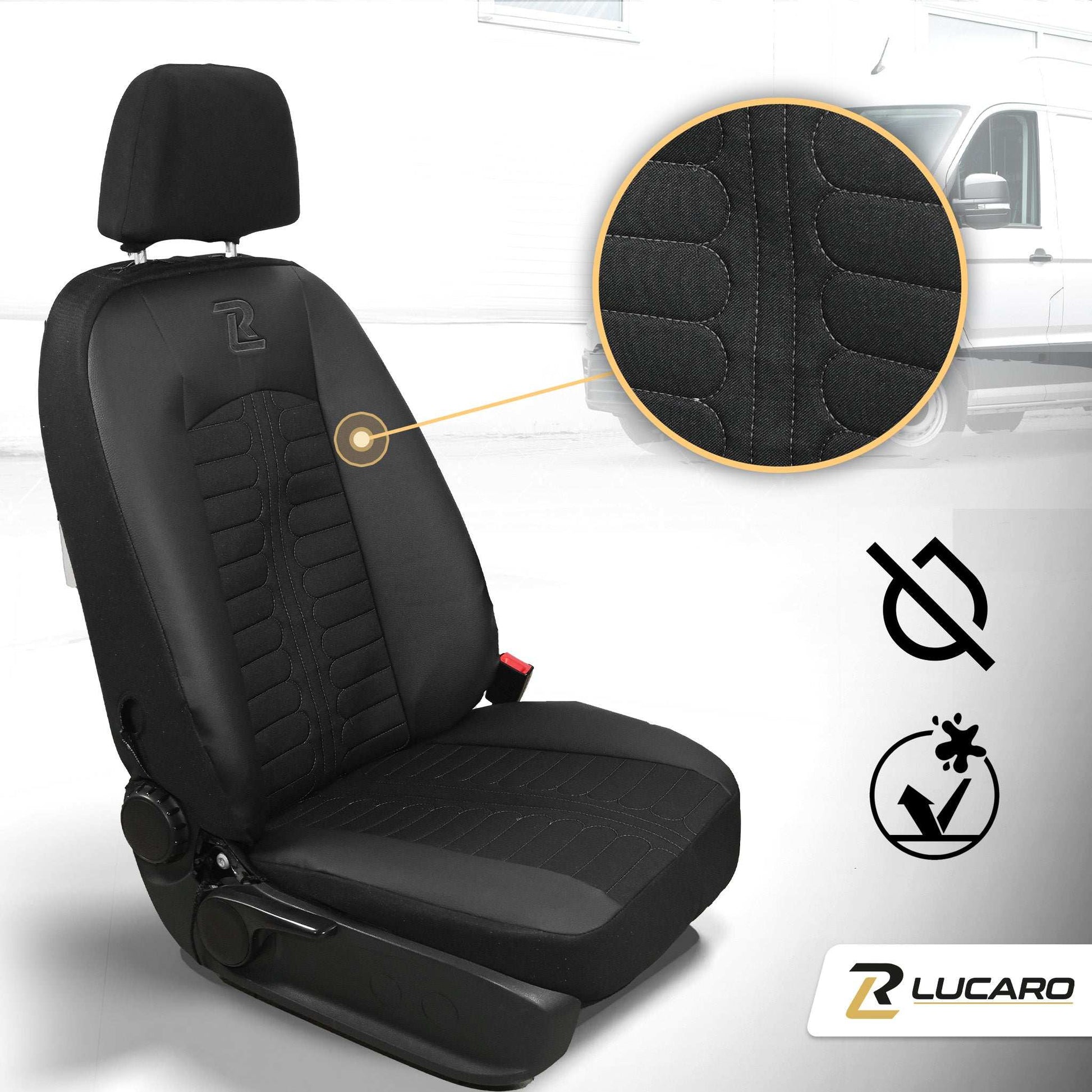 Pokrowce na fotele TORNADO Mercedes Sprinter 3 od 2018 1+2 Czarno - Czarny 