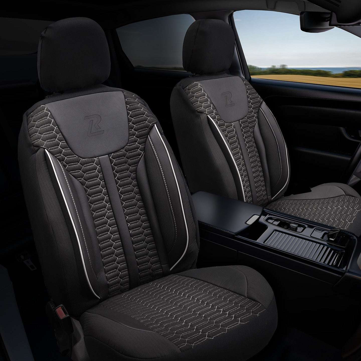 Pokrowce na fotele samochodowe ZETA - Czarno szara (Komplet) 