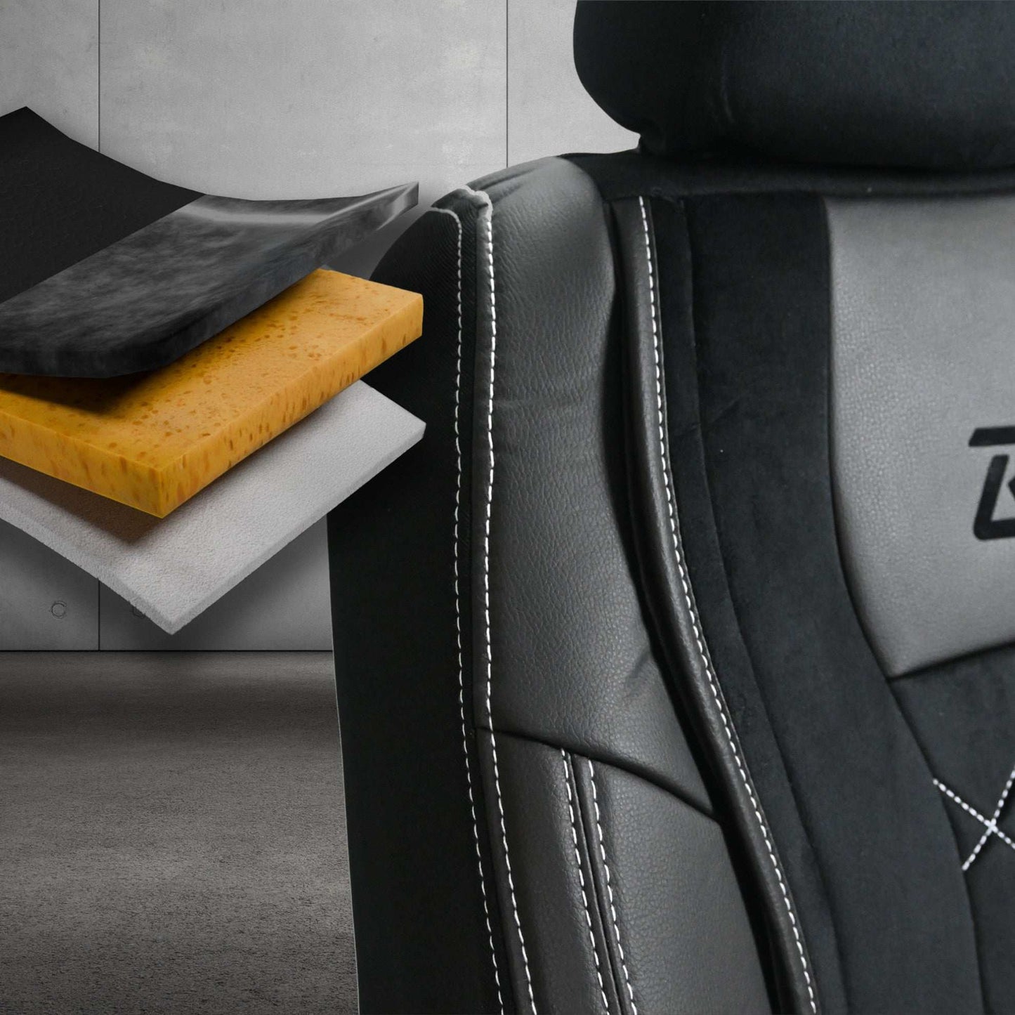 Pokrowce na fotele samochodowe AERO - Czarno Szary (KOMPLET) 