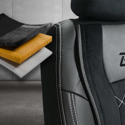 Pokrowce na fotele samochodowe AERO - Czarno Szary (KOMPLET) 