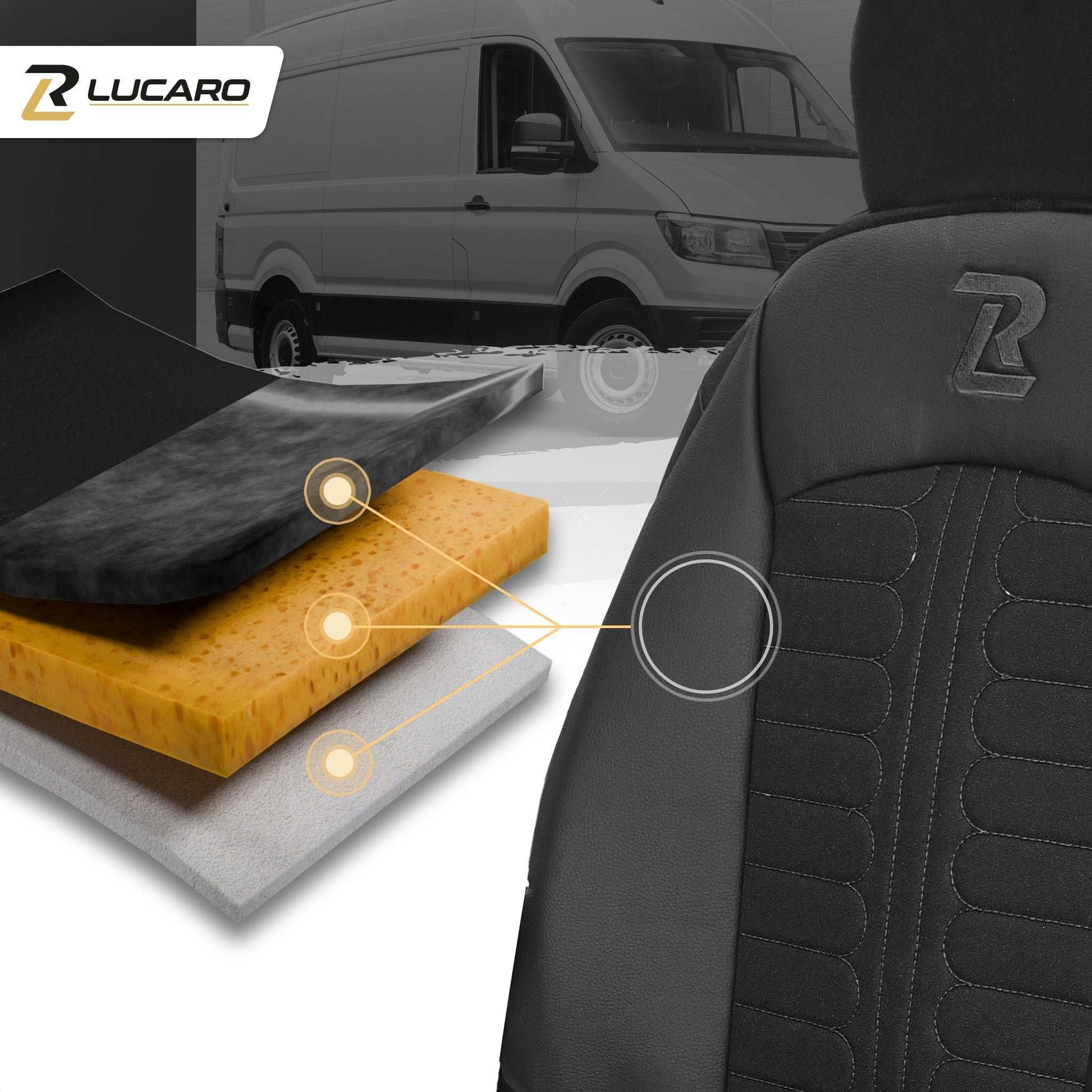 Pokrowce na fotele TORNADO Fiat Ducato, Peugeot Boxer, Citroen Jumper, Opel Movano C, RAM Promaster CZARNY 